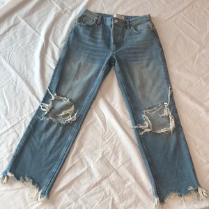We The Free by Free People Distressed Ankle Mid Rise Jeans 25